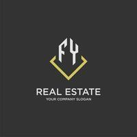 FY initial monogram logo for real estate with polygon style vector