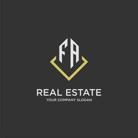 FA initial monogram logo for real estate with polygon style vector