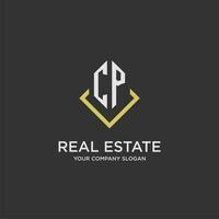 CP initial monogram logo for real estate with polygon style vector