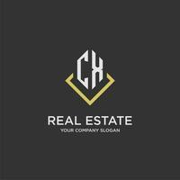 CX initial monogram logo for real estate with polygon style vector