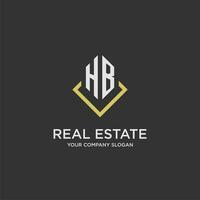 HB initial monogram logo for real estate with polygon style vector