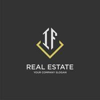 IF initial monogram logo for real estate with polygon style vector