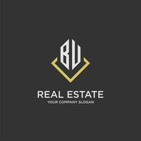 BU initial monogram logo for real estate with polygon style vector