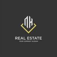 MK initial monogram logo for real estate with polygon style vector