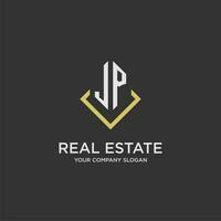 JP initial monogram logo for real estate with polygon style vector