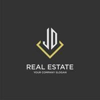 JO initial monogram logo for real estate with polygon style vector