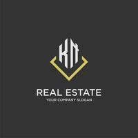 KN initial monogram logo for real estate with polygon style vector