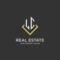 LC initial monogram logo for real estate with polygon style vector