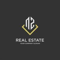 MZ initial monogram logo for real estate with polygon style vector