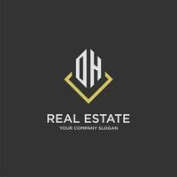 OH initial monogram logo for real estate with polygon style vector