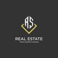 RS initial monogram logo for real estate with polygon style vector