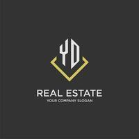 YO initial monogram logo for real estate with polygon style vector