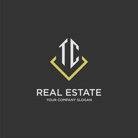TC initial monogram logo for real estate with polygon style vector