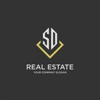 SO initial monogram logo for real estate with polygon style vector