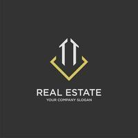 TT initial monogram logo for real estate with polygon style vector