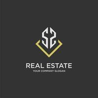SZ initial monogram logo for real estate with polygon style vector