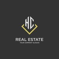 HC initial monogram logo for real estate with polygon style vector