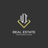 VI initial monogram logo for real estate with polygon style vector