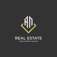 AM initial monogram logo for real estate with polygon style vector
