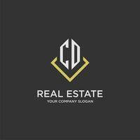 CO initial monogram logo for real estate with polygon style vector