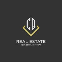 CQ initial monogram logo for real estate with polygon style vector