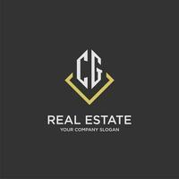 CG initial monogram logo for real estate with polygon style vector