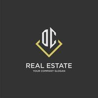 DC initial monogram logo for real estate with polygon style vector