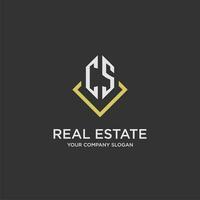 CS initial monogram logo for real estate with polygon style vector