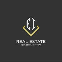 EI initial monogram logo for real estate with polygon style vector