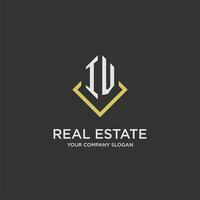 IV initial monogram logo for real estate with polygon style vector