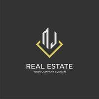MJ initial monogram logo for real estate with polygon style vector