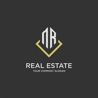 MR initial monogram logo for real estate with polygon style vector