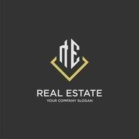 NE initial monogram logo for real estate with polygon style vector