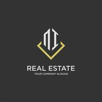 MI initial monogram logo for real estate with polygon style vector