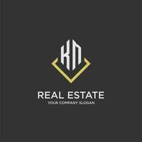 KM initial monogram logo for real estate with polygon style vector