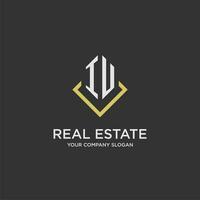 IU initial monogram logo for real estate with polygon style vector