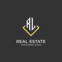 RL initial monogram logo for real estate with polygon style vector