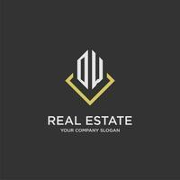 OW initial monogram logo for real estate with polygon style vector