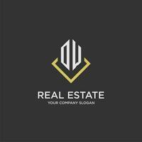 OW initial monogram logo for real estate with polygon style vector