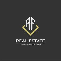 RF initial monogram logo for real estate with polygon style vector