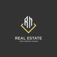 RN initial monogram logo for real estate with polygon style vector