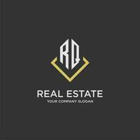 RQ initial monogram logo for real estate with polygon style vector