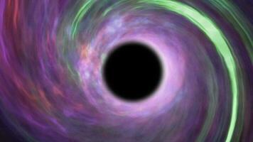 súper grande negro agujero en espacio. masivo negro agujero animación. lazo animación de negro agujero, fuerte gravedad nubes nebulosa rodeando el negro agujero video