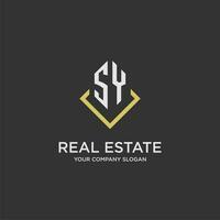 SY initial monogram logo for real estate with polygon style vector