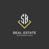 SB initial monogram logo for real estate with polygon style vector