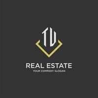 TV initial monogram logo for real estate with polygon style vector