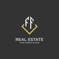 FF initial monogram logo for real estate with polygon style vector