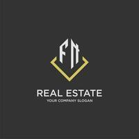 FN initial monogram logo for real estate with polygon style vector