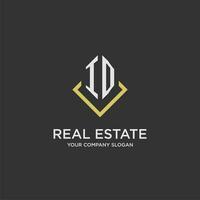 ID initial monogram logo for real estate with polygon style vector