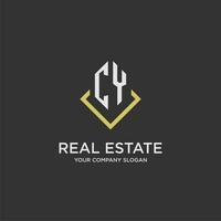 CY initial monogram logo for real estate with polygon style vector